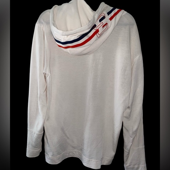 Nautica Competition Men's White Hoodie with Red and Blue Stripes - Picture 5 of 10